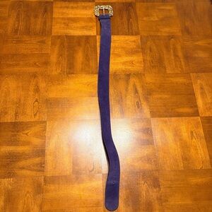 The Limited Genuine Leather Dark Purple Belt w/ Gold Ornate Buckle